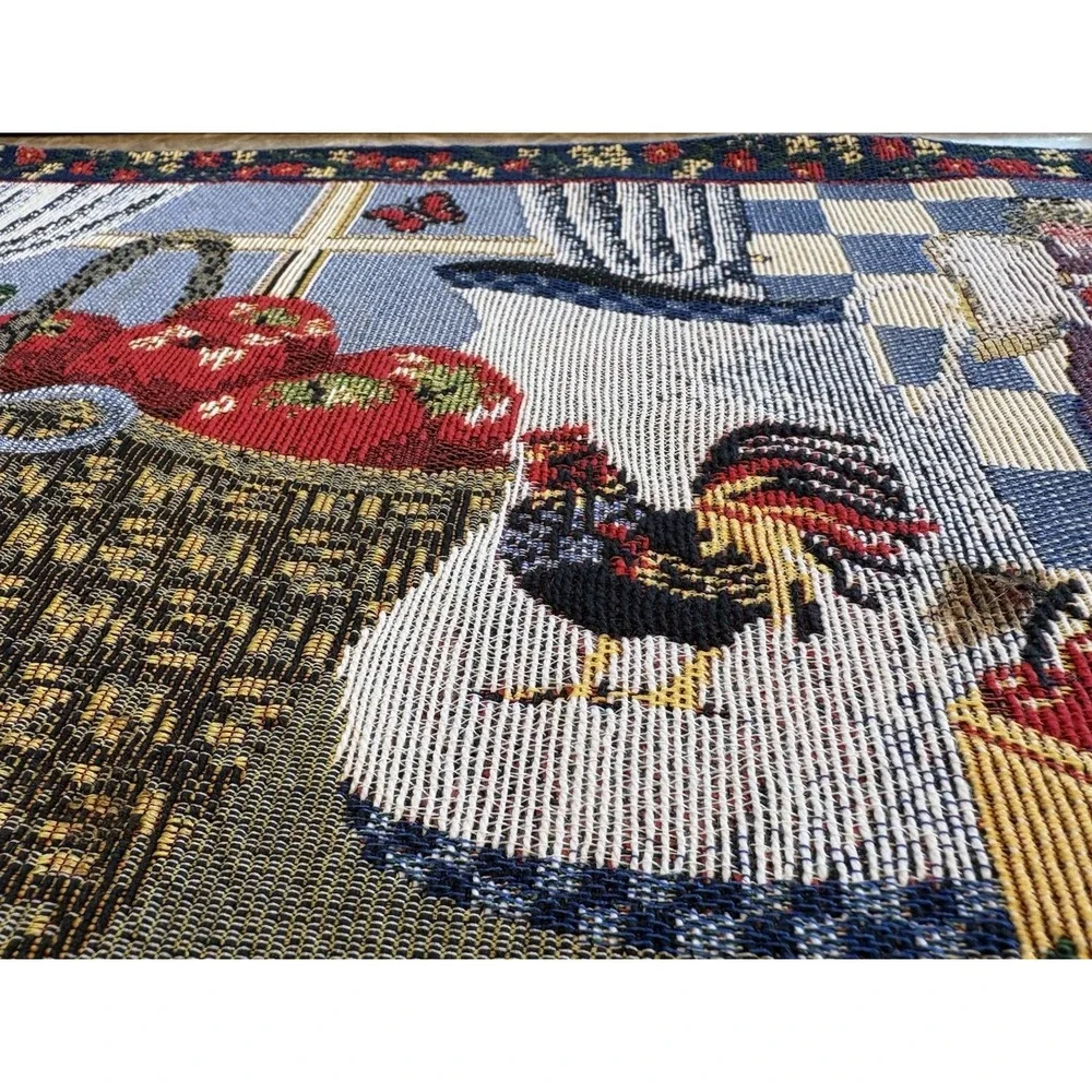 Vintage Country Farmhouse Woven Tapestry Placemats Set of 4 Rooster Apple Angel